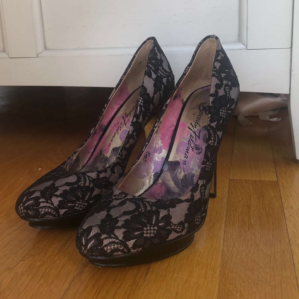 Beverly Feldman Lace Heels